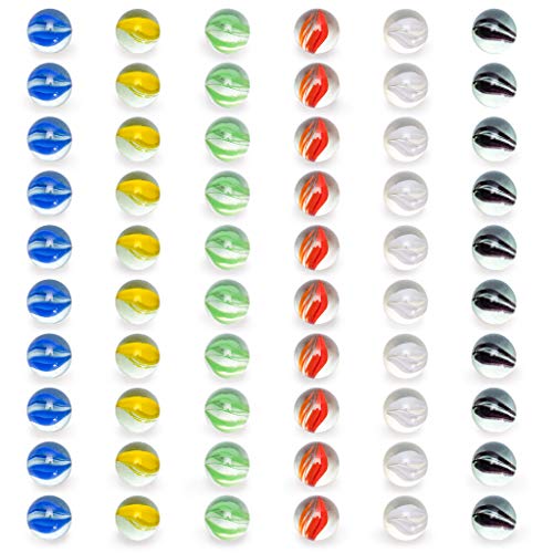 Yellow Mountain Imports 60 Pieces Translucent Chinese Checkers Glass Marbles with Petal Design - 16 Millimeters - size: 16mm(Crystal)