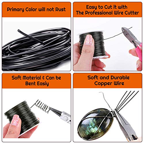 Anezus Craft Wire - Tarnish Resistant Copper Beading Wire for Jewelry Making Supplies (Black, 18 Gauge) - color: Black