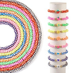 Elecrelive 9 Strands Handmade Polymer Clay Beads 6 mm Vinyl Heishi Beads Flat Round Clay Spacer Beads for Surfer Choker Necklace Bracelet Earrings Jewelry Making - color: Bright Color