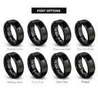 Chain Tool Ring - Gift for Cyclist - 8mm - Band - Gunmetal Black Silver - Personalized Custom Engraving - Men Women - Anniversary Engagement Wedding - Tungsten Carbide - Flat Dome Bevel - color: 13 - Black Tungsten
