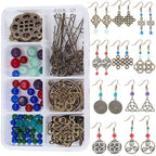 SUNNYCLUE 1 Box DIY 10 Pairs Trinity Celtic Knot Earrings Making Kits Alloy Connectors & Glass Beads & Brass Earring Hooks for DIY Jewelry Making Earring Accessories, Antique Bronze - color: Celtic Knot Earring 1