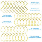 120Pcs Earring Hoops for DIY Jewelry Making - Hypoallergenic Earring Findings with Round, Square, Teardrop, Circle Shapes - Open Bezel Pendant Frame - color: Gold