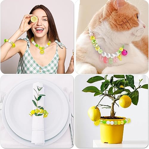 DanLingJewelry 50Pcs 20mm Lemon Round Bubblegum Beads Yellow Green Spacer Beads Acrylic Lemon Beads for Summer Jewelry Making - color: 50pcs - lemon