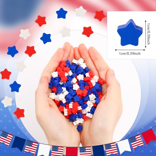 Red White Blue Star Polymer Clay Beads, 300pcs 4th of July Clay Beads for USA Independence Day 250th Anniversary Jewelry Making DIY Bracelet Necklace Craft Patriotic Party Supplies - color: Red White Blue A