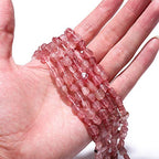 BEADIA Irregular Natural Strawberry Crystal Stone Loose Semi Gemstone Beads for Jewelry Making 5-8mm 38cm - color: Strawberry Crystal, size: 5-8mm 38cm