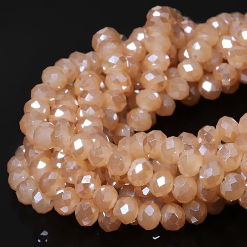 5 Strands 8mm 300PCS Champagne Color Crystal Beads, Song Xi Porcelain Jade Glass Beads for Jewelry Making, Gemstone for Necklace Earring, Arts and Crafts,DIY, and Craft Supplies - color: Champagne Color, size: 8mm(5 Strands)