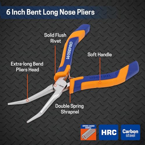Mini Needle Nose Pliers, 6 Inches Straight/Bent Small Long Nose Pliers with Comfort Handle for Wire Wrapping, Electronic Repair, Jewelry Making - color: Bent Needle Nose Pliers - Blue