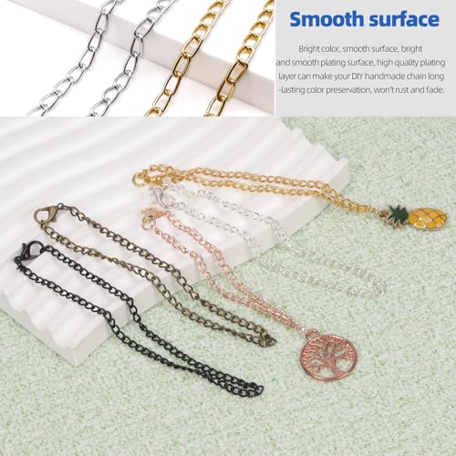 Glarks 102Pcs 30 Feet Jewelry Chains Set Black Cable Link Chains Link Rolls Bulk Twisted Links Chain Necklace Jewelry Making Chains with Lobster Clasps and Jump Rings for Necklace Jewelry Making - color: Black