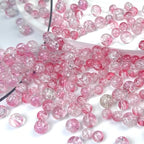 300pcs Crackle Glass Beads, 6mm and 8mm Pink Crystal Glass Beads Round Loose Spacer Bulk Beads for DIY Craft Earring Necklace Bracelet Jewelry - color: Pink