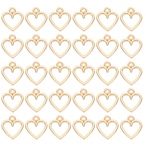 PATIKIL Heart Charm, 100Pcs Mini Heart Circle Pendant Charm Bulk for Jewelry Making Earrings Necklace Wedding Crafts - color: Dark Gold