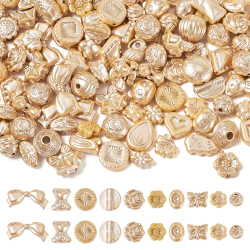 Craftdady 100G Acrylic Beads Vintage Style Random Flower Bowknot Butterfly Beads Opaque Aesthetic Spacer Loose Bead for Jewelry Making DIY Bracelet Necklace Earrings Crafts Supplies - color: PeachPuff Rondom Shape