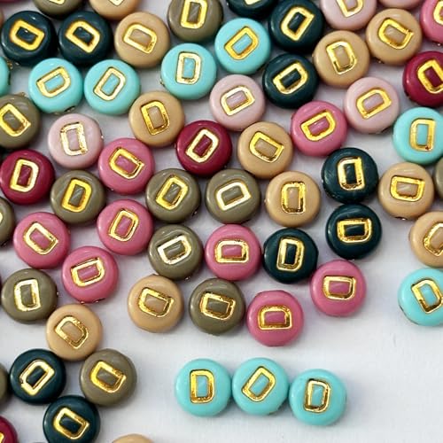200PCS Round Letter Beads,4x7mm Color Acrylic Alphabet Beads D Beads with Letters for Bracelet Making Necklace Keychain Jewelry DIY (Letter D) - color: Letter D