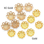 500PCS 10mm Gold Tone Flower Bead Caps Hollow Flower Bead Caps for Jewelry Making (Multi) - color: Multi