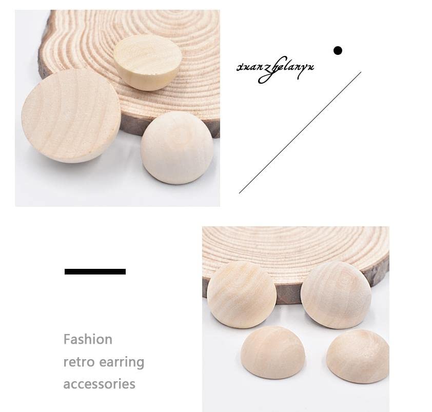 12/15/20mm Natural Unfinished Wood Beads Half Wooden Beads Small Half Round Wooden Balls for Paint DIY Craft 120pcs