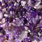 200pcs Natural Chip Stone Beads Gemstone Healing Crystal Loose Rocks Bead Irregular Glass Seed Charm Beads Drilled DIY for Jewelry Bracelet Necklace Earrings Making Crafting Supplies (Purple, 5-8mm) - color: purple