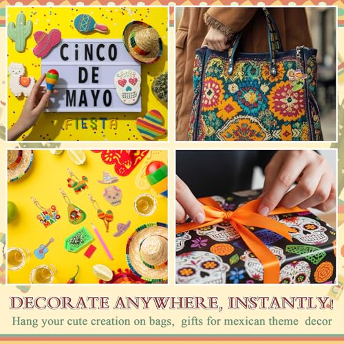 Huquary 24 Sets Cinco De Mayo Diamond Arts Keychains Mexican Fiesta Diamond Art Ornaments 5D DIY Crystal Rhinestone Crafts Kits Sombrero Taco Cactus Craft for Cinco De Mayo Mexican Holiday Gifts - style: Mexican