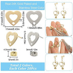 SUNNYCLUE 40Pcs Real 24K Gold Plated Heart Earring Findings with Hole Studs for DIY Dangle Earrings Craft - color: 20Pairs Real 24K Gold Plated & Stainless Steel Heart Earrings Post
