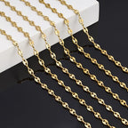 KYUNHOO 13FT/4M Gold Plated Chain for Jewelry Making Coffee Bean Link Craft Supplies Stainless Steel Chains Spool for Women DIY Handcrafts - color: Coffee Bean Gold