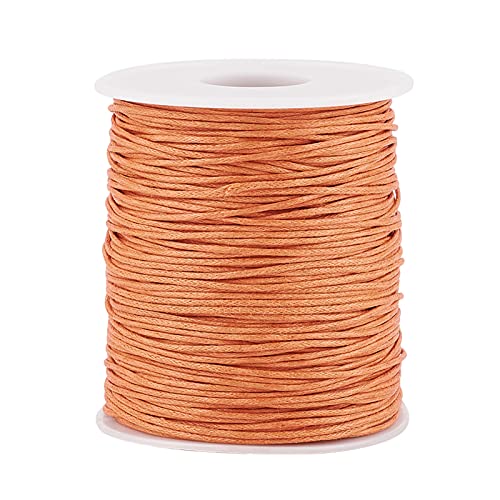 100 Yards Waxed Cotton Cord Threads Dark Orange Braided Beading Cord Strings Bracelet Necklace Wire 1mm(0.04 inch) with Spool for Bracelets Necklace Jewelry Making Friendship Bracelet - color: Dark Orange, size: 1mm
