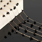 KYUNHOO 16.4 Feet Natural Stone Jewelry Chains Bulk Black Irregular Stones Chains for Necklace Anklet DIY Gold Plated Jewelry Making Supplies - color: Natural Stone-Black