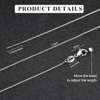 10 Pack Stainless Steel Dainty Box Chain Bulk 20Inch 1.1mm Adjustable Charm Necklace Chains With Rubber Stopper for Jewelry Making - color: Silver Box