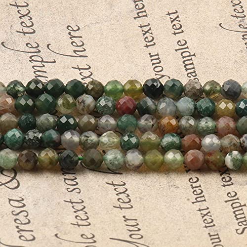 Song Xi 180pcs 2mm Natural Indian Agate Gemstone Beads Faceted Round Loose Stone Beads for Jewelry Making - color: Indian Agate, size: 1.9-2.4mm
