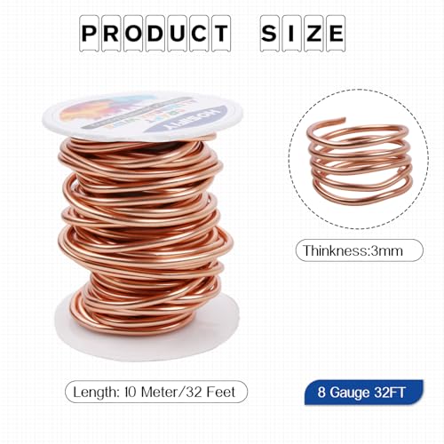 8 Gauge Aluminum Craft Wire, 3mm Jewelry Wire for Jewelry Making Supplies and DIY Metal Craft Art (Champagne, 32 Feet) - color: Champagne, size: 8Gauge 32FT