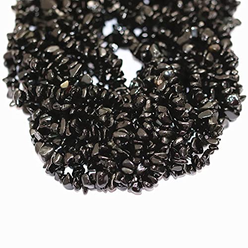 7-8mm Natural Black Obsidian Gemstone Chips Loose Beads Semi Precious for Jewelry Making DIY Handmade Craft Supplies 1 Strand per Bag Approxi 34" - color: Black Obsidian Chips