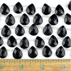 Cherry Blossom Beads Black Obsidian Beads 12x15mm Faceted Top-Drilled Teardrop - 12 pcs/ 8 Inch Strand - color: Black Obsidian