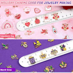 SANNIX 110Pcs/55 Pairs Valentine's Day Mardi Gras Charms, Assorted Gold Enamel Charms for Jewelry Making, Holiday Pendants for Bracelets Necklaces Earrings Keychains Craft Supplies - style: Valentines Mardi Gras