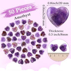 Gerrii 50 Pcs Heart Healing Stone Bulk Quartz Heart Inspirational Stones Gift for Women Love Pocket Polished Natural Energy Balancing Meditation 0.8 Inch(Purple) - color: Purple