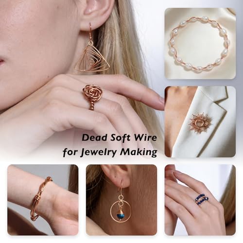 16 Gauge/1.3mm Copper Wire for Jewelry Making – 40 Feet Single Spool with Polishing Cloth & COA – 99.9% Pure Dead Soft Bare & Skin Safe Uncoated Craft Wire for Bracelets & Plant Training - size: 16 Gauge, style: 5 Ounces