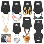 200PCS Bracelet Display Cards Necklace Holder Cards Self Adhesive Jewelry Packaging Selling Card for Small Business (Black with two earring holes, 1.8x4.7 inches) - color: Black with two earring holes, size: 1.8x4.7 inches