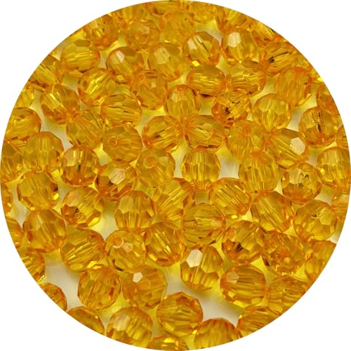200pcs 10mm Acrylic Round Faceted Beads for Crafts Faceted Spacer Beads for Sewing Crafts Decoration Necklaces Bracelets Earrings Jewelry Making(Gold Yellow) - color: Gold Yellow, size: 10mm