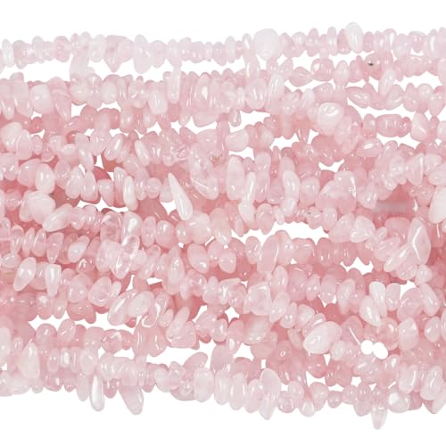 90 Inches Rose Quartz Irregular Shaped Crystal and Healing Tumbled Chip Stone Beads for Jewelry Making - color: Pink-Rose Quartz