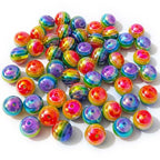 Mixed Lots Shiny Acrylic Rainbow Stripe Bead DIY Beading Hairband Bracelets Necklace Craft Embelishment (Transparent Rainbow Stripe#1) - color: Transparent Rainbow Stripe#1