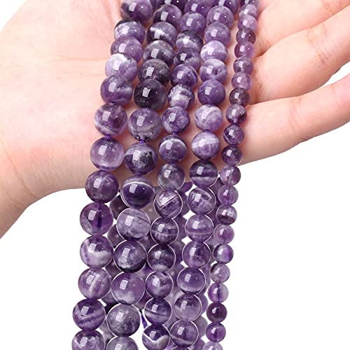 120PCS 6mm Natural Purple Dream Lace Amethysts Beads Crystal Round Loose Beads for Jewelry Making DIY Bracelet Necklace 32" 2 Strand - color: Purple Dream Lace Amethysts, size: 6mm(2 strands)