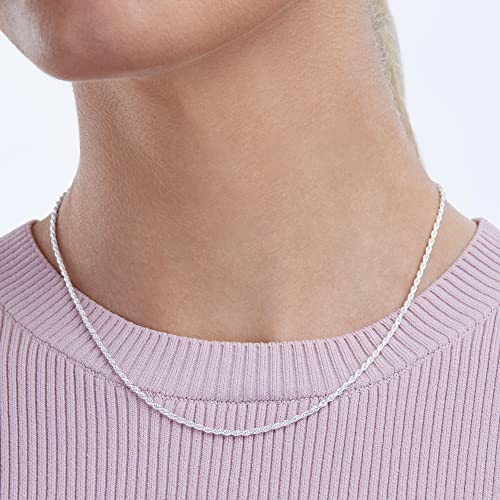 Amazon Essentials Sterling Silver Diamond Cut 14 Inches Rope Chain Necklace - color: Silver, size: 16"