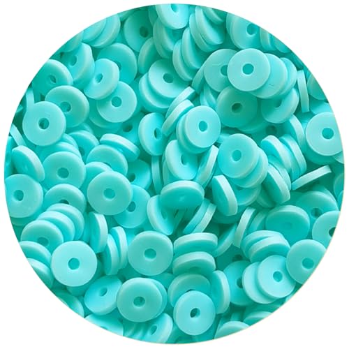 2000pcs Light Lake Blue Clay Beads for Bracelets Making Heishi Polymer Disc Bead Flat Spacer 6mm for Jewelry Earrings DIY Crafts - color: Light Lake Blue Clay Beads, size: Small Pack(Single Color )