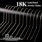 HUISUYTON 18K Gold Necklace Chain Kit for Jewelry Making, 59FT 12Rolls Bracelet Chains with Charms/Pliers/Jump Rings/Lobster Clasps Accessories for DIY Necklace Bracelet Making - color: 18k Gold Plated and Stainless Steel Silver-59Ft+Pendants