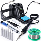 YIHUA 926 III 60W Digital Display Soldering Iron Station Kit w 2 Helping Hands, 6 Extra Iron Tips, Lead-Free Solder, Solder Sucker, S/S Tweezers, °C/ºF Conversion, Auto Sleep & Calibration Support - color: Black