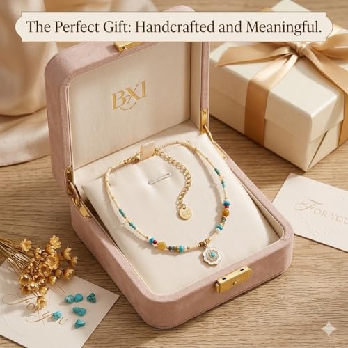 Handmade Natural Gemstone Beaded Necklace for Women, Cultured Freshwater Pearl Choker with Adjustable Extension Chain, Boho Healing Crystal Jewelry Collection - color: b Colorful