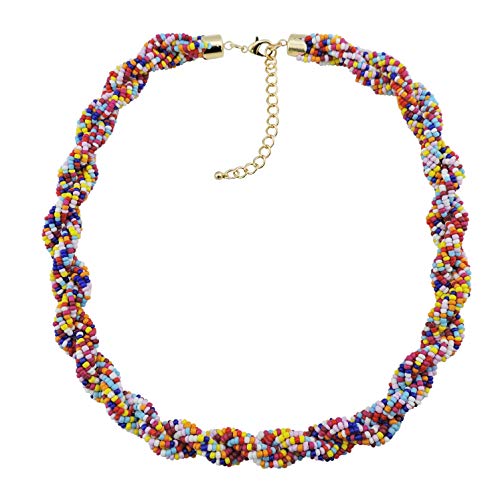 Bocar Fashion Seed Beads Statement Collar Necklace for Women (NK-10408) - color: multicolor