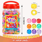 Praisebank Pony Beads, 1200pcs 6x9mm, Wholesale Beads, Bracelets Jewelry Making, Arts & Crafts(Glitter) - color: Glitter, size: Small Size
