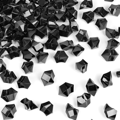 DomeStar 150PCS Fake Ice, Black Decorations Vase Fillers, Black Plastic Gems Aquarium Tank Rock Party Table Scatter Decorations - color: Black