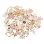 30pcs Mixed Enamel Charms Pendants for Jewelry Making Bulk lot Necklace Earrings Bracelet Craft Findings - color: Pink