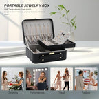 Travel Jewelry Box Jewelry Storage Case Jewelry Suitcase for Women and Men 2 Layer Jewelry Organizer Box with Removable Tray (Black) - color: Black-2