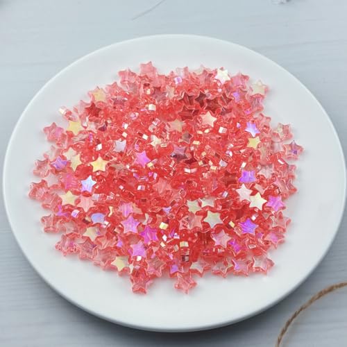 450 PCS Acrylic Star Shape Beads AB Colors Loose Pony Spacer Beads with Hole for Jewelry Making Necklace Earring Key Chains DIY Projects(Deep Pink AB) - color: Deep Pink AB