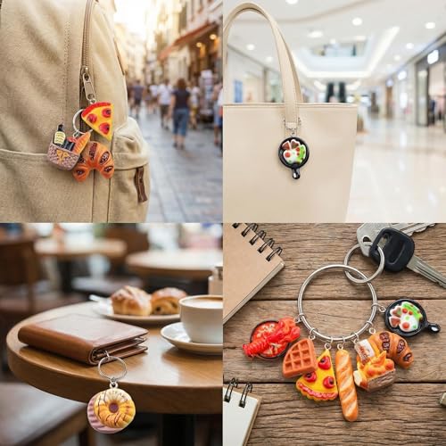 KJML DIY Cute Keychain Charms Bulk 30pcs Pendant Charms for Keychain Making Mini Resin Charm for Funny Keychains Bag Charm Purse Backpack Jewelry Making - color: Mix Food