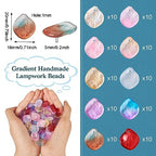 Glass Leaf Beads Crystal Glass Leaf Charms Transparent Leaves Pendants Tiny Green Leaf Bead Caps for Christmas Earring Bracelet Jewelry Making DIY Keychain Craft - color: 10 Colors-Petaline